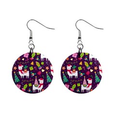 Colorful Funny Christmas Pattern Mini Button Earrings by Vaneshart