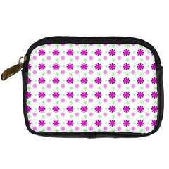Background Flowers Multicolor Purple Digital Camera Leather Case by HermanTelo