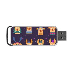 Funny Christmas Pattern With Reindeers Portable Usb Flash (two Sides) by Vaneshart