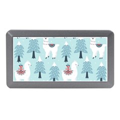 Christmas Tree Cute Lama With Gift Boxes Seamless Pattern Memory Card Reader (mini) by Vaneshart