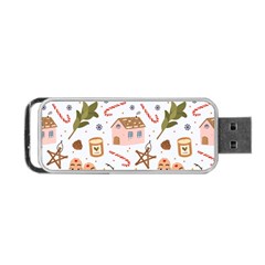 Colorful Seamless Pattern With Traditional Winter Elements Christmas Hygge Style Portable Usb Flash (one Side) by Vaneshart