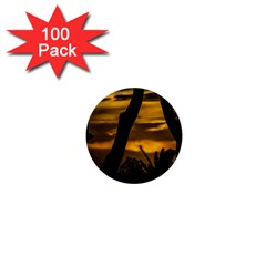 Silhouette Sunset Landscape Scene, Montevideo   Uruguay 1  Mini Buttons (100 Pack)  by dflcprints