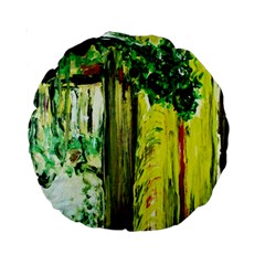 Old Tree And House With An Arch 8 Standard 15  Premium Round Cushions by bestdesignintheworld