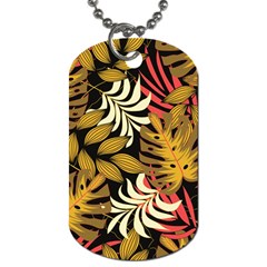 Original Seamless Tropical Pattern With Bright Reds Yellows Dog Tag (two Sides) by Wegoenart