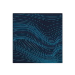 Abstract Glowing Blue Wave Lines Pattern With Particles Elements Dark Background Satin Bandana Scarf by Wegoenart