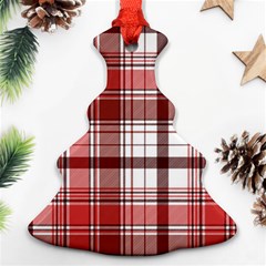 Red Abstract Check Textile Seamless Pattern Christmas Tree Ornament (two Sides) by Wegoenart