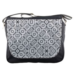 Black And White Baroque Ornate Print Pattern Messenger Bag by dflcprintsclothing