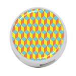 Cube Hexagon Pattern Yellow Blue 4-Port USB Hub (Two Sides) Front