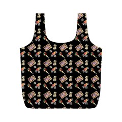 Robin Art Black Pattern Full Print Recycle Bag (m) by snowwhitegirl