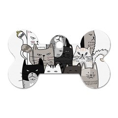 Cute Cat Hand Drawn Cartoon Style Dog Tag Bone (two Sides) by Vaneshart
