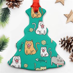 Seamless Pattern Cute Cat Cartoon With Hand Drawn Style Christmas Tree Ornament (two Sides) by Vaneshart