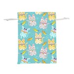 Vector Seamless Pattern With Colorful Cats Fish Lightweight Drawstring Pouch (S) Back