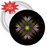 Fractal Flower Fantasy Pattern 3  Buttons (10 pack)  Front