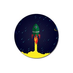 Rocket Halftone Astrology Astronaut Magnet 3  (round) by Wegoenart