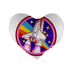 Pink Rainbow Rocket Standard 16  Premium Flano Heart Shape Cushions by Wegoenart