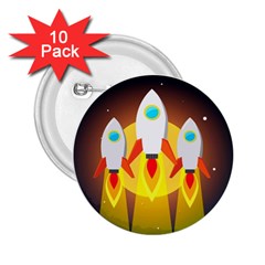 Rocket Take Off Missiles Cosmos 2 25  Buttons (10 Pack)  by Wegoenart