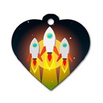 Rocket Take Off Missiles Cosmos Dog Tag Heart (Two Sides) Back