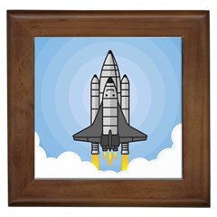 Rocket Shuttle Spaceship Science Framed Tile by Wegoenart
