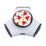 Cute Smiling Watermelon Seamless Pattern White Background 3-Port USB Hub Front