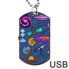 Space Sketch Set Colored Dog Tag Usb Flash (two Sides) by Nexatart