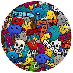 Graffiti Characters Seamless Pattern Wooden Bottle Opener (round) by Nexatart