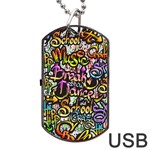 Graffiti Word Seamless Pattern Dog Tag USB Flash (One Side) Front