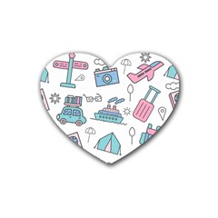 Transportation Seamless Pattern Heart Coaster (4 Pack)  by Vaneshart