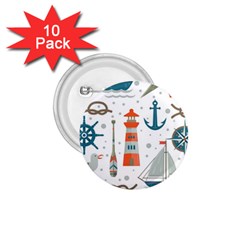 Nautical Elements Pattern Background 1 75  Buttons (10 Pack) by Vaneshart