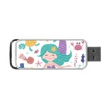Set Cute Mermaid Seaweeds Marine Inhabitants Portable USB Flash (One Side) Front