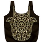 Hamsa Hand Drawn Symbol With Flower Decorative Pattern Full Print Recycle Bag (XXL) Back