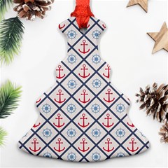 Seamless Pattern With Cross Lines Steering Wheel Anchor Ornament (christmas Tree)  by Wegoenart