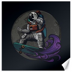 Illustration Astronaut Cosmonaut Paying Skateboard Sport Space With Astronaut Suit Canvas 20  X 20  by Vaneshart