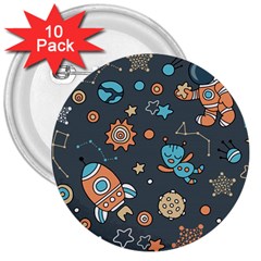 Space Seamless Pattern 3  Buttons (10 Pack)  by Vaneshart