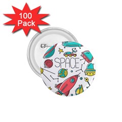 Space Cosmos Seamless Pattern Seamless Pattern Doodle Style 1 75  Buttons (100 Pack)  by Vaneshart