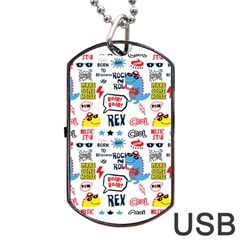 Monster Cool Seamless Pattern Dog Tag Usb Flash (one Side) by Vaneshart