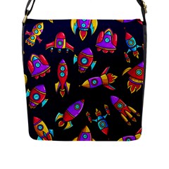 Space Patterns Flap Closure Messenger Bag (l) by Vaneshart