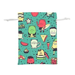 Seamless Pattern With Funny Monsters Cartoon Hand Drawn Characters Unusual Creatures Lightweight Drawstring Pouch (m) by Vaneshart