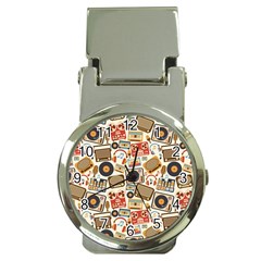 Music Retro Seamless Pattern Money Clip Watches by Vaneshart