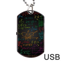 Mathematical Colorful Formulas Drawn By Hand Black Chalkboard Dog Tag Usb Flash (two Sides) by Vaneshart