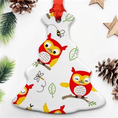 Seamless Pattern Vector Owl Cartoon With Bugs Christmas Tree Ornament (two Sides) by Vaneshart