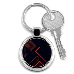 Gradient Geometric Shapes Dark Background Design Key Chain (round) by Vaneshart