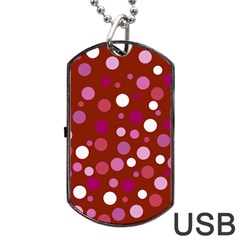 Lesbian Pride Flag Scattered Polka Dots Dog Tag Usb Flash (two Sides) by VernenInk