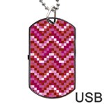 Lesbian Pride Pixellated Zigzag Stripes Dog Tag USB Flash (One Side) Front