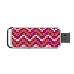 Lesbian Pride Pixellated Zigzag Stripes Portable Usb Flash (one Side) by VernenInk