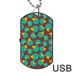 Vector-illustration-seamless-pattern-with-cartoon-duck Dog Tag Usb Flash (two Sides) by Vaneshart
