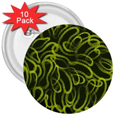 Green Abstract Stippled Repetitive Fashion Seamless Pattern 3  Buttons (10 Pack)  by BangZart