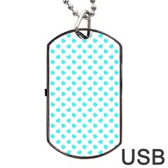 White Light Blue Hearts Pattern, Pastel Sky Blue Color Dog Tag Usb Flash (two Sides) by Casemiro