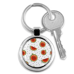 Seamless-background-pattern-with-watermelon-slices Key Chain (round) by BangZart