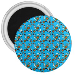 Clown Ghost Pattern Blue 3  Magnets by snowwhitegirl