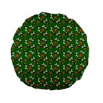 Clown Ghost Pattern Green Standard 15  Premium Flano Round Cushions Back
